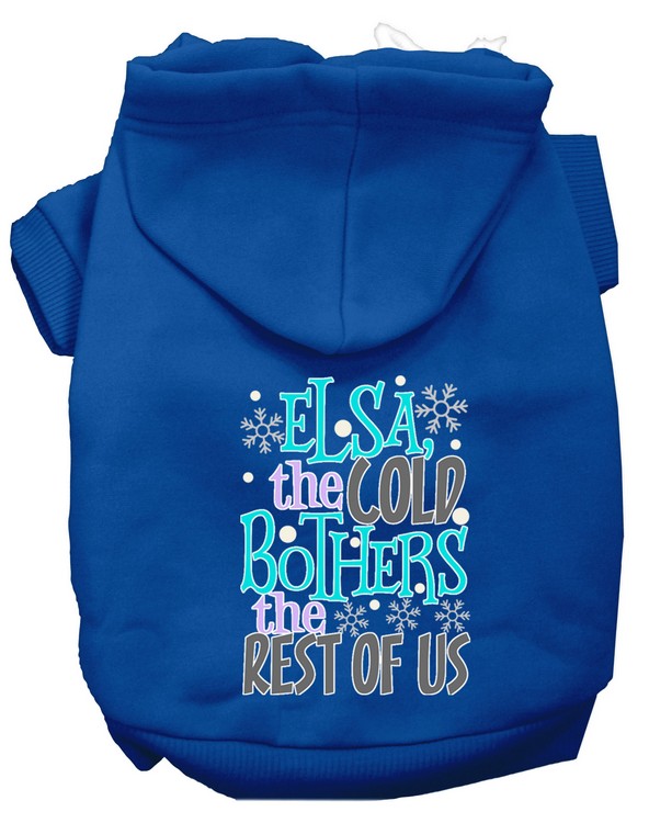 Elsa, the Cold Screen Print Dog Hoodie Blue XL